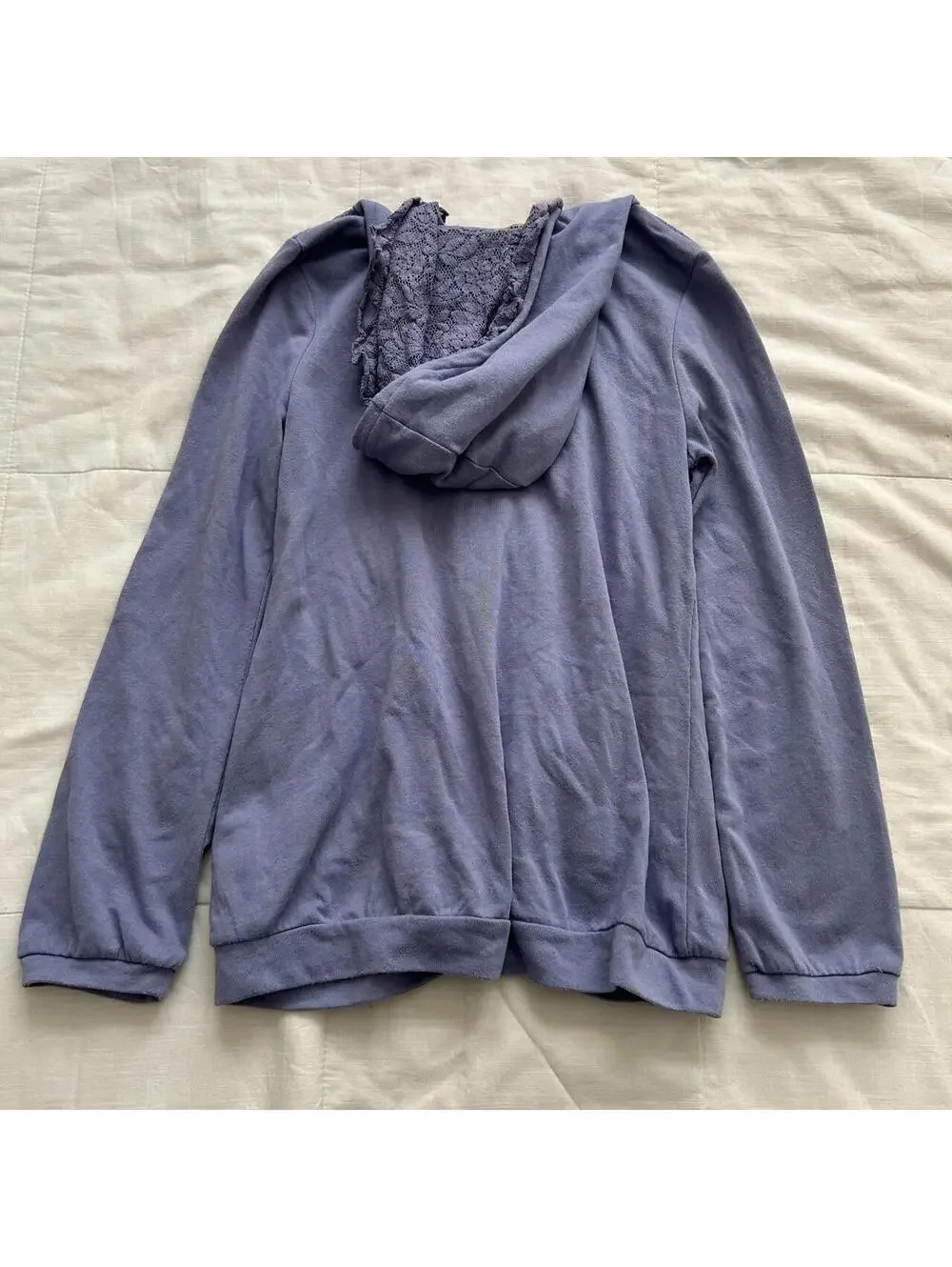 Axes Femme Periwinkle Purple Lace Pearl Zip Up Hoodie Medium Japan